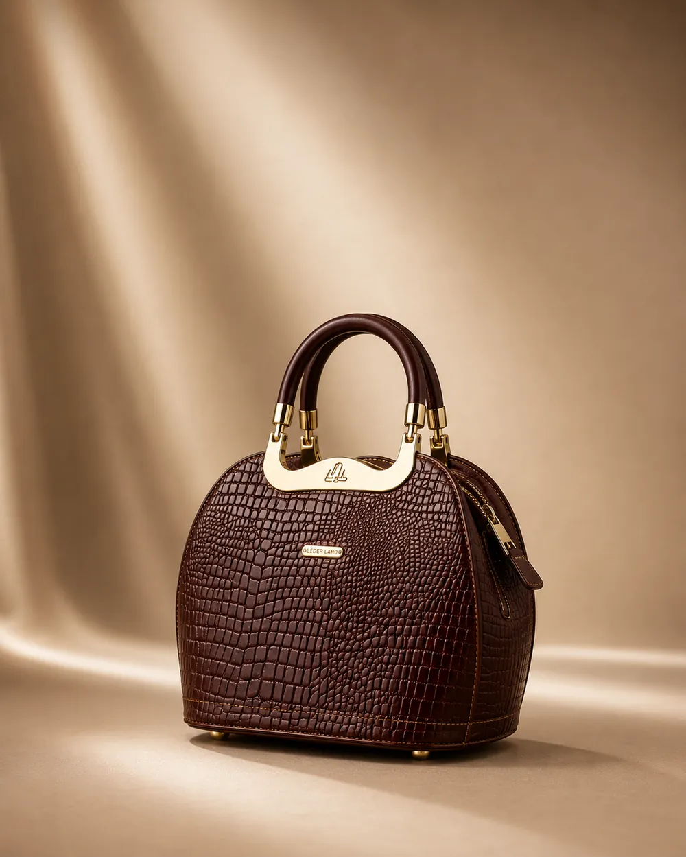 Burgundy Dome Bag — handcrafted full-grain leather, Akhan Leather Agra