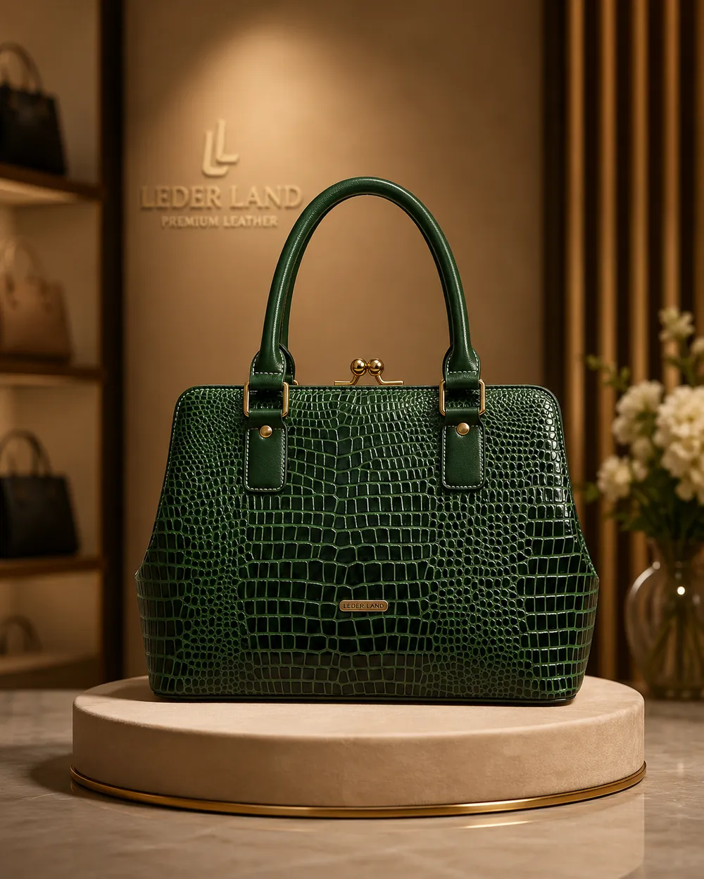 Emerald Doctor Bag (Ladies) — handcrafted full-grain leather, Akhan Leather Agra